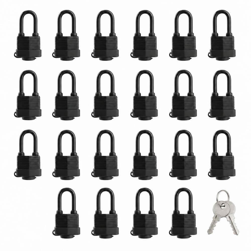 Weatherproof Laminated Steel Padlock 22 Pack Black Outdoor Security